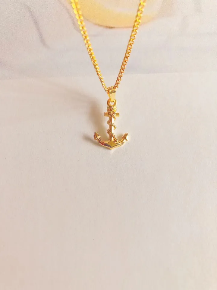 24k Gold Gold Anchor Pendant Fashion Jewelry 24k Gold Plated