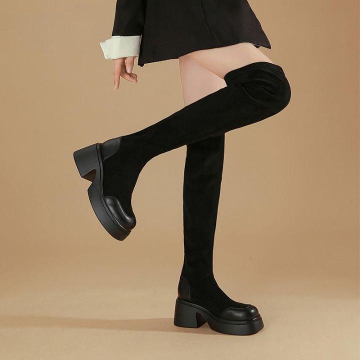 Korean Fashion Women's Long Boots Over the Knee High Heels