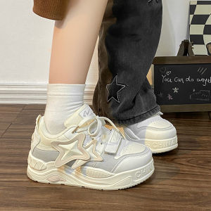 Versatile American Retro Casual Shoes Thick-Soled Fashion Loafers Womens Shoes Star National Trend Street Style Sports Sneakers