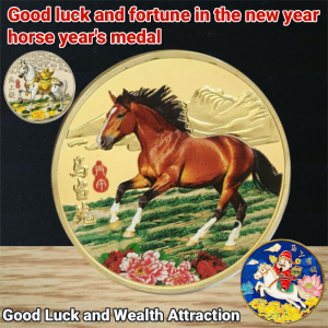【 Luck And Wealth Attraction】Chinese New Years Medal Year Of The Horse Commemorative Medal Horse-To-Success Commemorative Coin New Year Celebration Gift