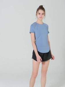 ALO- European and American Sports Short Sleeve Womens Quick-Dry Tight Elastic Yoga Shirt for Running Training T Slimming Fitness Shirt Cross-border  Al0-yoga