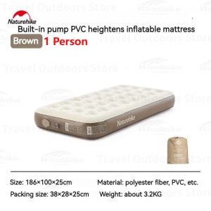 Naturehike Built-in Pump Air Mattress Bed PVC 25cm Thick up to 450kg Max Load Portable Outdoor Camping Tent Sleeping Mat Pad 1 2 3 Person Single Twin Queen Size Self Inflating Automatic with Electric Rechargeable Pump Nature Hike Heavy Duty C25
