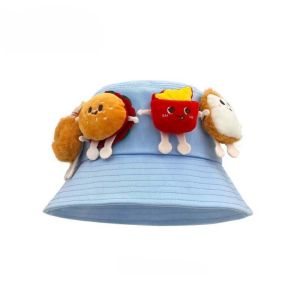 GENENIC Adjustable Sunscreen Basin Cap Breathable Wide-Brimmed Hamburger Fisherman Hat Folding Sun Cap Lightweight Cartoon Sunshade Hat Women