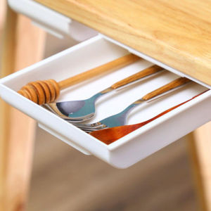 1PCS  Self-Stick Pencil Tray Under study office Desk Holder Pop-up Pen Storage Drawer Organizer Stationery box Size:M