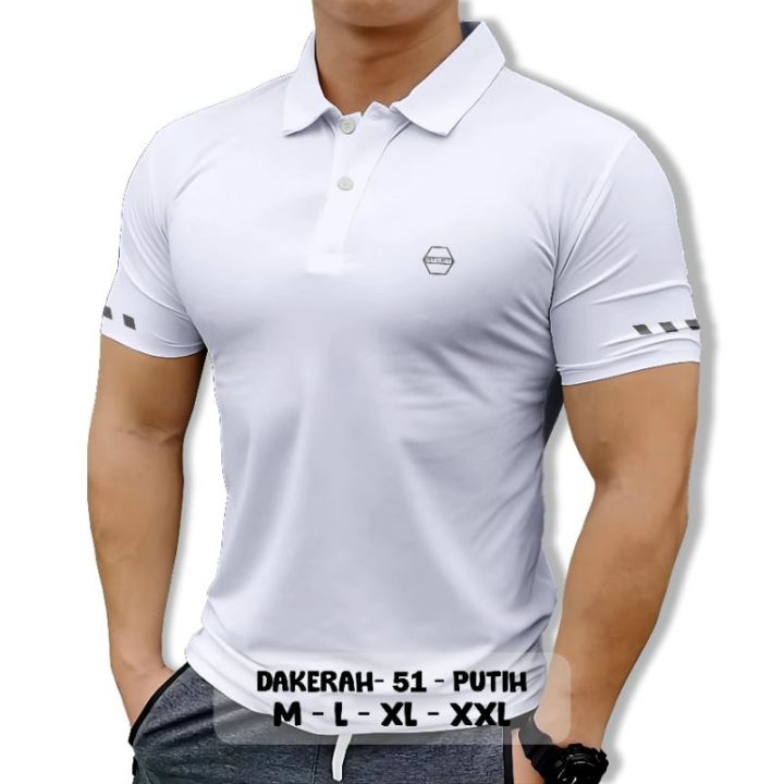 Kaos Polo Shirt Dry Fit Kancing Uv protection Buat Olahraga Gym