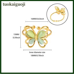 tuokaiguoji Popular Butterfly Rings For Women Gold Color Stainless Steel Geometric Opening Finger Ring Aesthetic Wedding Christmas Jewelry