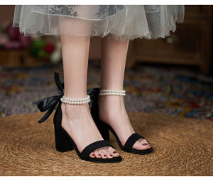 VIDEO KÈM HÌNH THẬT Giày cao gót 7 phân phối nơ vòng ngọc big size ngoại cỡ size 40 41 42 43 tôn dáng siêu êm chân