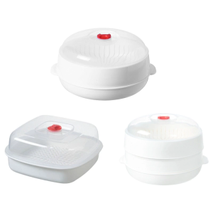Efficient Microwave Steaming Container With Layer Structure Dispersion Holes Clear Cover For Even Heating Safe Kitchen Gadget