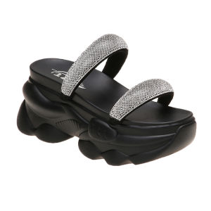 8.5CM Sendal Wedges Wanita Berlian Buatan Korea Fashion Import Luxurious