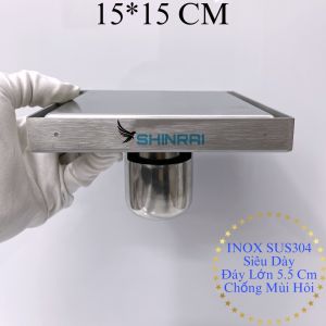 ( INOX SUS304 Đúc Xước - 12*12CM Dán Gạch ) Ga Thoát Sàn  Phễu Thoát Nước Nhà Tắm SHINRAI Chống Mùi Hôi