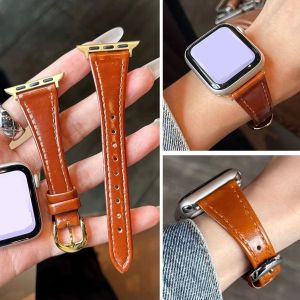 Leather Strap For Apple Watch Band 44mm 40mm 46mm 42mm 49mm Slim Wristband Bracelet For iWatch Series 11 10 9 8 SE Ultra 3 2