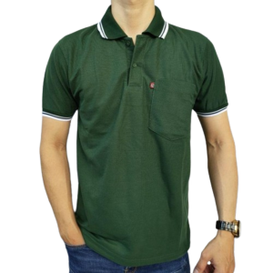 Noveli wear - Kaos polo shirt Hijau Army kerah pria saku dewasa lengan pendek | kaos kerah pria
