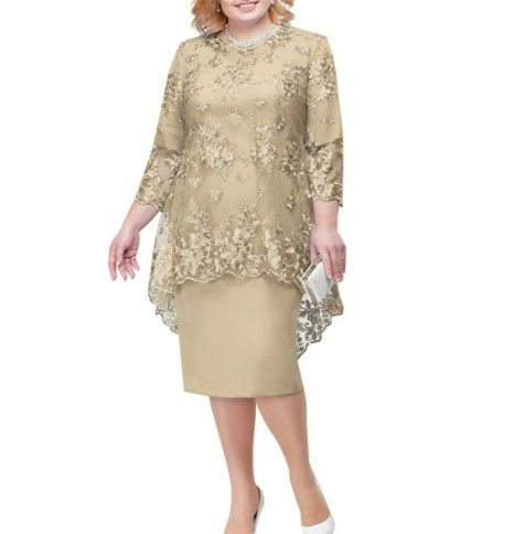 WaQas Plus Size Formal Embroidery Lace 34 Sleeve Lady Evening Dress Women Clothing Charming Elegant Dress for Wedding Principal Sponsor Gown 1129 Lazada PH