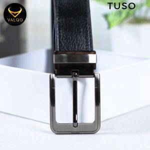 [VALQO] Ikat Pinggang TUSO 125 cm Sabuk kulit Sapi Hitam Pria Cowok Tusuk Pinggang Normal 28 - 42 inch