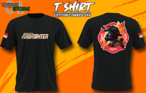 KAOS PEMADAM KEBAKARAN FIRE FIGHTER TANGAN PANJANG - BAHAN MENGGUNAKAN COTTON COMBAT 24 S - MATERIAL SABLON DIGITAL TRANSFER FILM