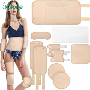 Salorie 10 Pcs Castor Oil Pack Wrap Set Flannel Reusable Castor Oil Pack Kit for Waist Neck Breasts Elbow with Adjustable Strap and Laundry Bag Machine Washable Castor Oil Not Included (Skin Color)