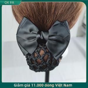 QK FA ✨ Y Tá Tiếp Viên Phụ Kiện Tóc Bowknot Sọc Net Bun Tóc Bìa Phụ Nữ Barrette Net Bun Crochet Net Bun Snood