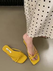 [Free Shipping] Simple sandals for women summer outdoor wear 2025 soft suede gentle evening breeze beach thin strap flip-flops