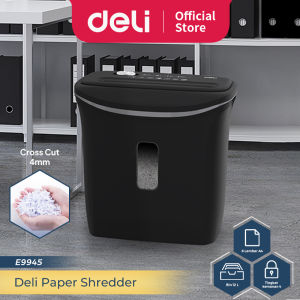 Deli Paper Shredder Mesin Penghancur Kertas Staples Kartu Kredit Otomatis Kapasitas 6 Lembar E9945