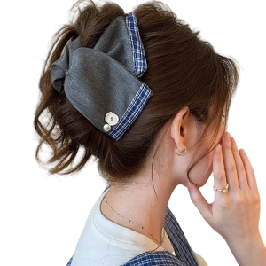 Oversized Bowknot Hair Claw Clip With Pleated Detailing For Women Fine Hair Strong Hold Daily Use And Special Occasion