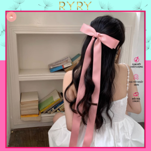 Kẹp Mỏ Vịt Nơ Ruy Băng Siêu Dài 50cm Thắt Tóc Sang Chảnh Dành Cho Nữ Thời Trang Hàn Quốc
