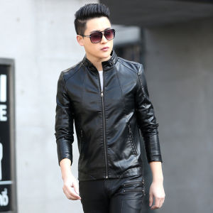 WuChu 2024 Mens leather Jacket design stand collar Coat Men casual motorcycle leather coat Mens Sheepskin jackets Windbreaker Coats