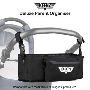 Keenz Deluxe Parent Organiser (black universal quick release always stay level adjustable compartments shoulder bag)