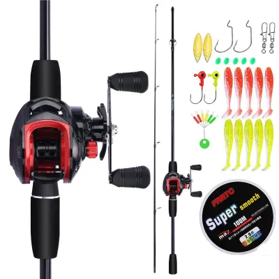 1.6m/1.8m 2 Sections Carbon Fishing Rod Casting 18+1BB Baitcasting Fishing Reel Fishing Full Set Fihsing Line Lure For Freshwater/Saltwater Joran Pancing