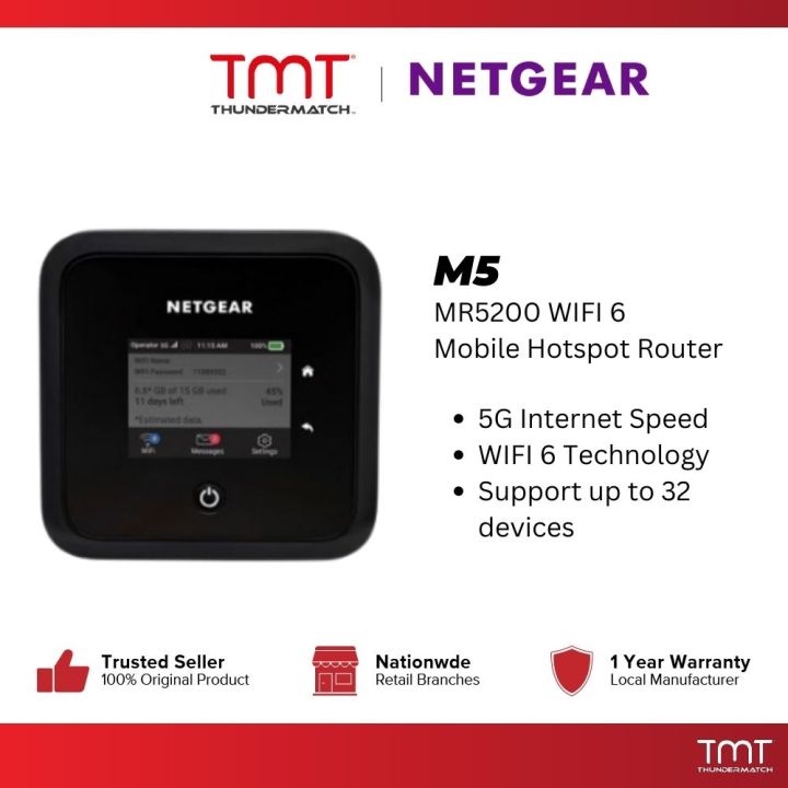 NETGEAR Nighthawk M5 Mobile Hotspot 5G Router MR5200 2 Years Warranty