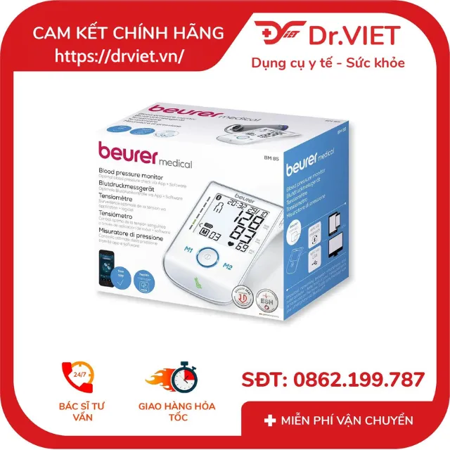 Máy đo huyết áp bắp tay bluetooth Beurer BM85 - Chính hãng Đức