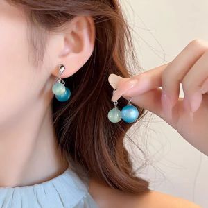 Fashionable Ring Gift 法式轻奢高级感耳饰女水晶球球双面水晶耳钉小众设计一款两戴耳环