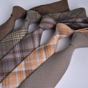 7.5CM Width Formal Grey Neckties For Men TR Fabric Cotton Plaid Neck Tie Retro Gravatas Wedding Party Business Fashion Cravat H260729