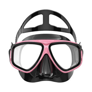 Low Volume Snorkel Mask Swimming Goggles Silicone Skirt Tempered Glass Lens Wide View Training With Nose Cover Adjustable Strap