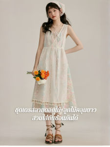 ซ้อนกัน ชุดเดรสลายดอกไม้ เสื้อลูกไม้ สไตล์ชนบท ชุดสูท