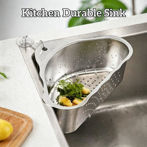 No Drilling Hanging Filter Basket 304 Stainless Steel Kitchen Durable Sink Triangle Drain Strainer