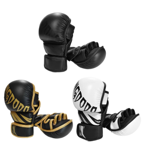 Leather Kickboxing Training Gloves for Men Women Teen Half Finger Sparring Glove for Punching Bag Boxing Workout Fitness