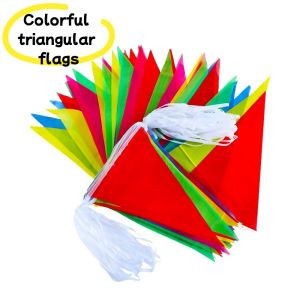 Wanhpng-Colorful Triangle Banner Flags Wedding Decoration Opening Celebration Safety Warning Outdoor Construction Site Flags