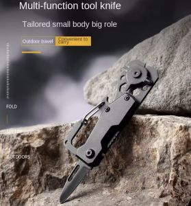 กลางแจ้ง Multi Funct Mountaineering BUCKLEที่เปิดขวดแบบพกพาความแข็งสูง Camping MINI Pocket พับมีดขนาดเล็ก EDC เครื่องมือ