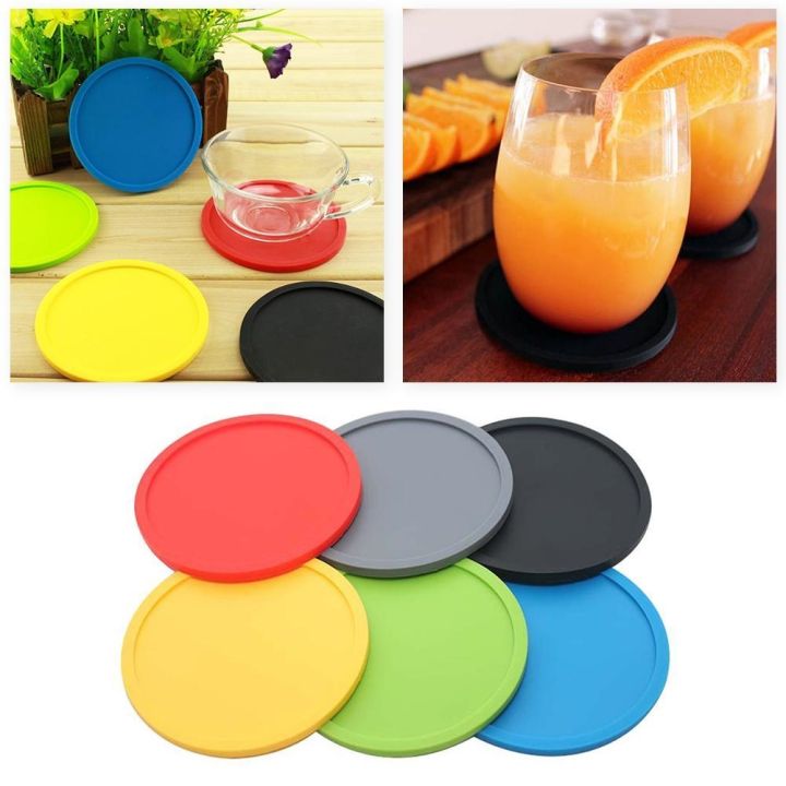 10cm Round Thick Silicone Coaster Heat Insulation Non-slip Coaster ...