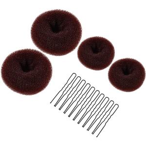 MORGLES Hair Bun Maker with Black Pins    2 Sizes Donut Kit with 10 Black Pins Soft Mesh for Salon Buns Lightweight & No-Slip Hold for Dance Gymnastics & Daily Wear
