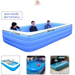 Hồ bơi phao cho bé 3 tầng loại 3M Cao Cấp thành giày chắc chắn đáy 2 lớp chống trượt an toàn Kích thước 305x175x55cm