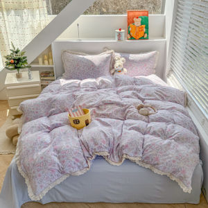 Dansunreve ชุดเครื่องนอน(ลายดอกไม้) 6 ฟุต 5 ฟุต 3.5 ฟุต 3 ฟุต ลูกไม้นัวเนีย สไตล์เกาหลี ครบเซ็ต 3/4 ชิ้น 👇👇 💚ผ้าปูที่นอน 1 ชิ้น💚ปลอกผ้านวม 1 ชิ้น💚ปลอกหมอน 1 หรือ 2 ชิ้น