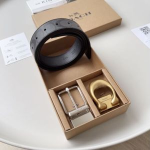 Coach Black Leather Belt 120 CM Length 3.8 CM Width High Quality Men Accessories。
