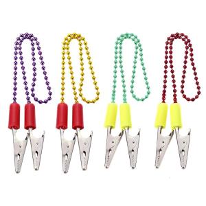 4pcs Metal Napkins Holder with Silver Chain Durability Rustless Steel Clip for Restaurant Home Use Colorful Accessories