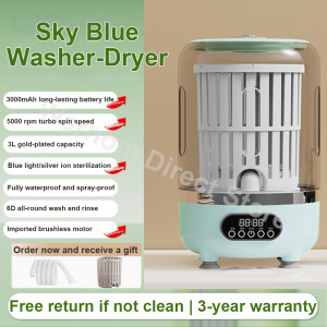 3L Portable Mini Washing Machine and Dryer,Blue light design,With rotary dryer,3Multiple modes available for selection