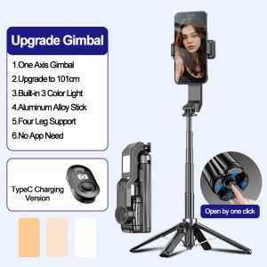 Upgrade Gimbal Stabilizer for Phone Stabilizer with Beauty Light Anti-shake Selfie Stick Vlogging Tripod Stick with Bluetooth Remote