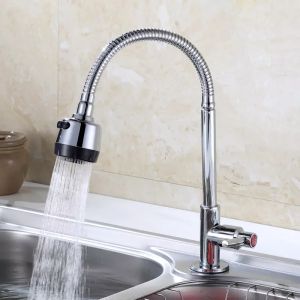 Kitchen Faucets Flexible Sprayer Single Cold Kitchen Sink Faucet 360 Degree Rotatable Kitchen Faucet Two Effluent Modes Spout Sink Mop Laundry Sink Faucet