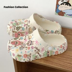 [Free Shipping] 2025 New Womens High-Heeled Summer Clogs Cute Thick-Soled Outdoor Shoes for Students Fashionable Closed-Toe Sandals for Home Use