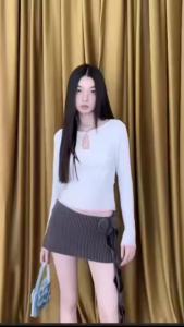 Oriental Ethnic Mesh Long Sleeve T-shirt Women Floral Lace Hollow Slim Ruched Sheer Thin Layering Basic Blouse Y2k Top