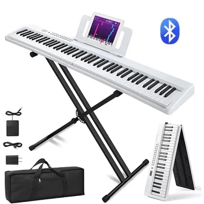 KAWES 88 Tuts Keyboard Piano Lipat Piano Digital Piano Listrik Semi-Berat Ukuran Penuh dengan Dudukan Musik Mikrofon